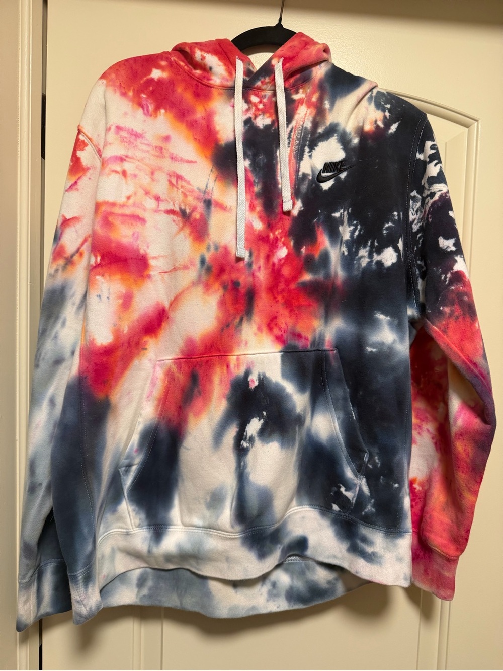 Nike Men's Tie-Dye Pullover Hoodie - Red, Navy, White